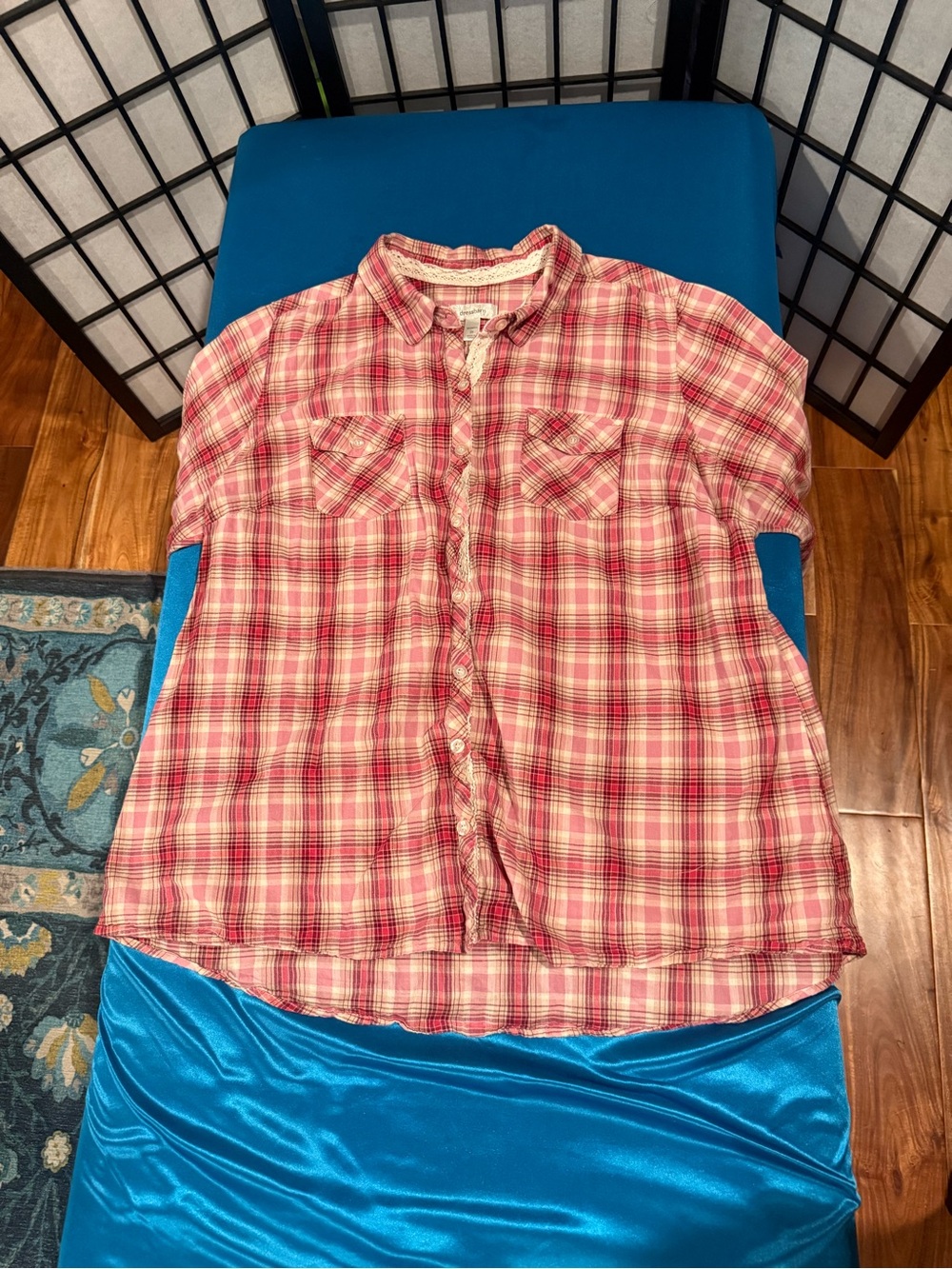 dressbarn Pink Plaid Button-Front women’s Shirt (G2)